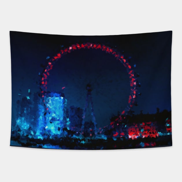 London Eye at Night Tapestry by AlexMir