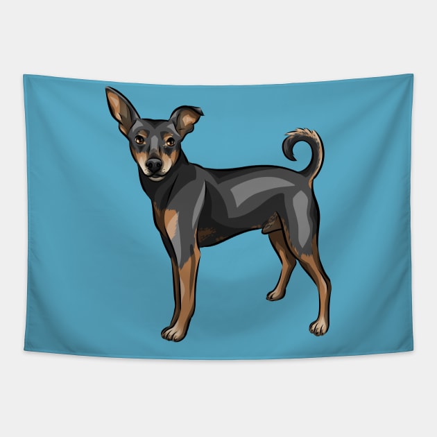 Cute miniature pinscher dog Tapestry by Shirin Illustration