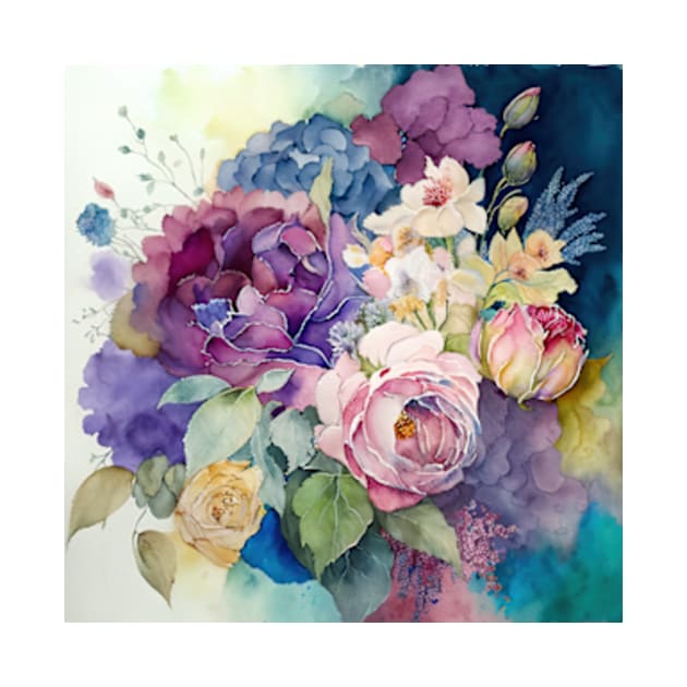 Pastel Watercolor Colorful Flowers by UniqueMe