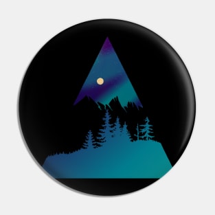 Dramatic mountain and forest scene - Northern Lights Pin