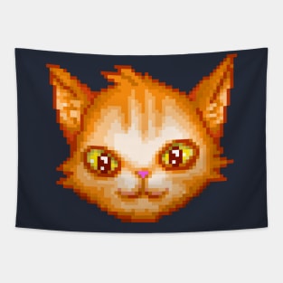 HappyCat Smiling Pixel Art Tapestry