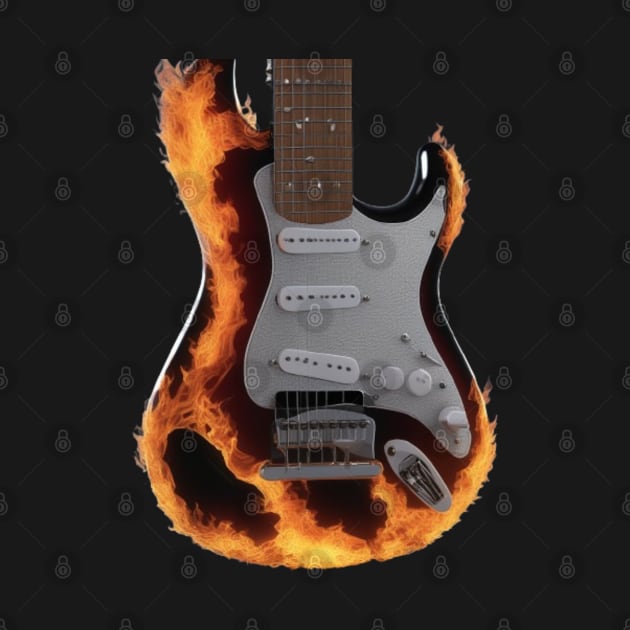 A Guitar On Fire by Musical Art By Andrew