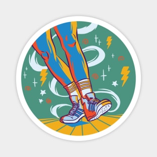 Retro Colorful Dancing Shoes Drawing Magnet