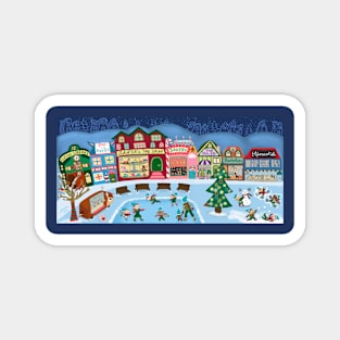 Santa's Whimsical Village Magnet