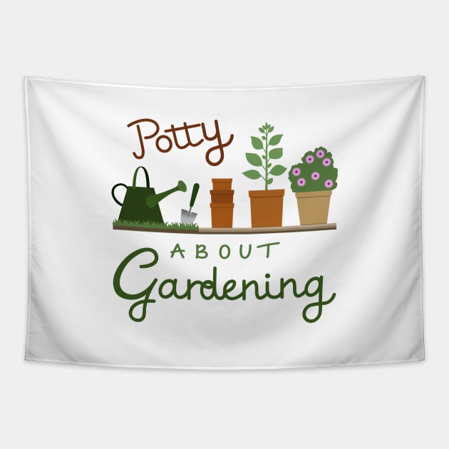 Potty About Gardening Illustrative Design Tapestry by NataliePaskell