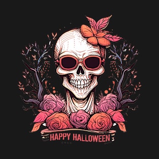 Halloween Skeleton Face Gothic Skull T-Shirt