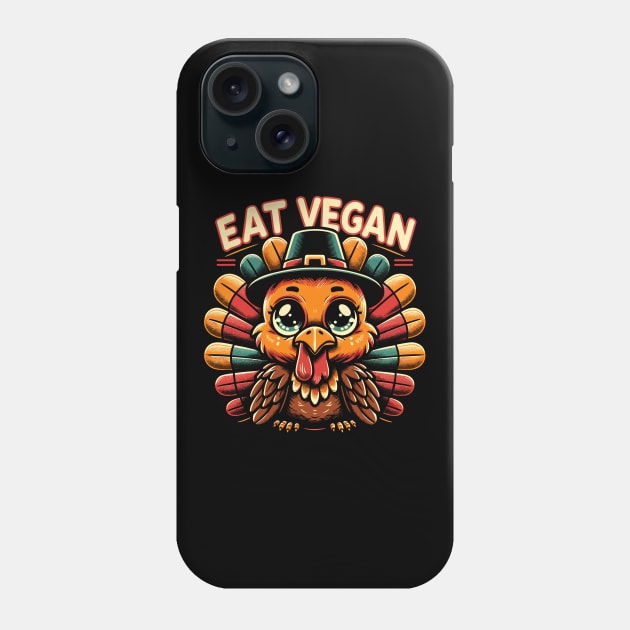 Whimsical Thanksgiving Turkey - Eat Vegan Phone Case by Indigo Lake