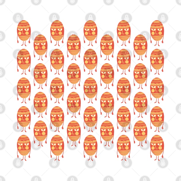 Egg man, the red and yellow decorated easter egg pattern by iulistration