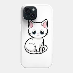 White cat sitting Phone Case