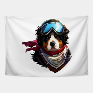 Cute Bernese Mountain Dog Adventurer Portrait Tapestry