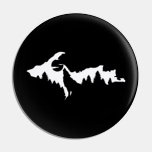 Upper Peninsula Wolf Howling at The Moon Merch Pin