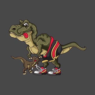 Funny Trex Trying to Tie Laces Velociraptor T-Shirt