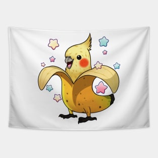 Tropical Fusion: Banana Cockatiel Delight Tapestry