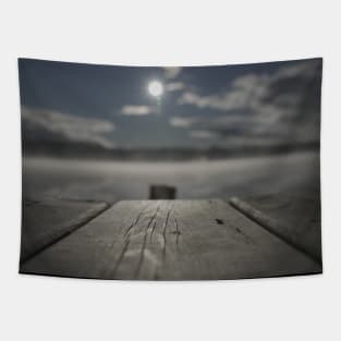 midnight moonlit lake Tapestry