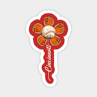 Cincinnati baseball flower Magnet