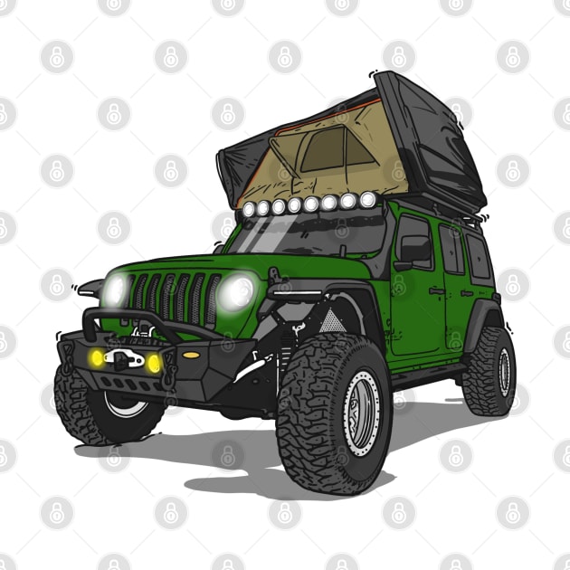 Jeep Wrangler Camp Time - Dark Green by 4x4 Sketch