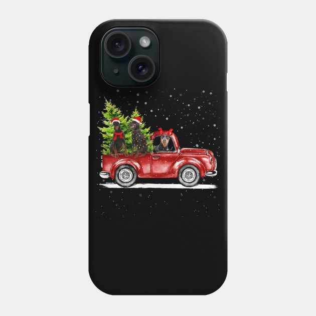 Christmas Three Doberman Dogs Ride Red Truck Costumer Xmas Phone Case by eldridgejacqueline