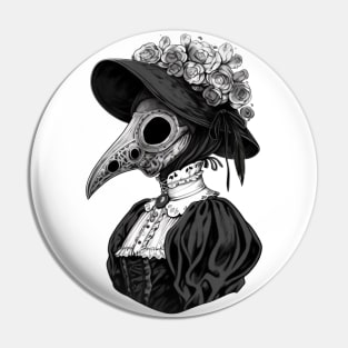 Black and White Gothic Plague Lady Pin