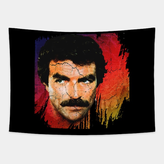 Tom Selleck-Retro Vintage 80s Aesthetic Design Tapestry by Hursed