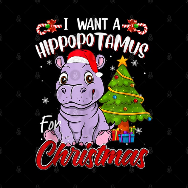 I Want A Hippopotamus For Christmas Hippo Lover Xmas Pajama by BadDesignCo