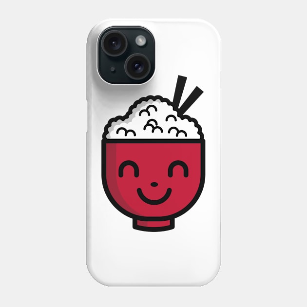 Japanese Style Happy Rice Bowl Design Phone Case by New East 