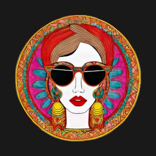 Cool vintage woman with sunglasses | T-Shirt