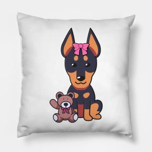 Cute alsatian holds a teddy bear Pillow