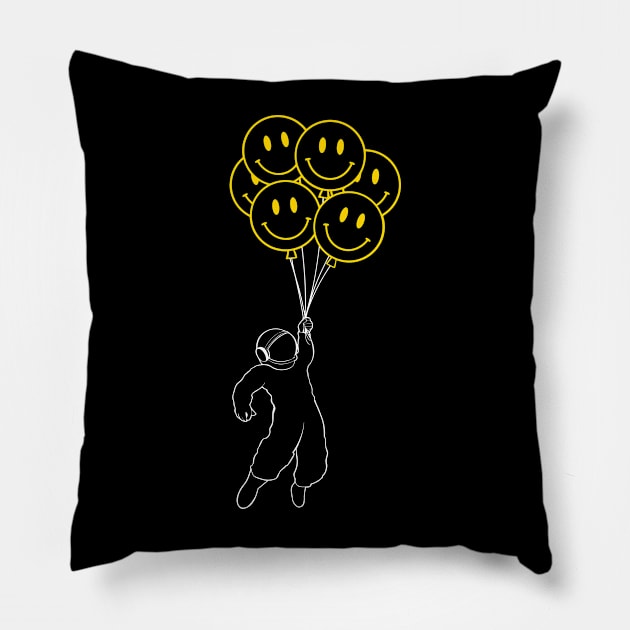 Minimalist Happy Space Pillow by Bruno Pires