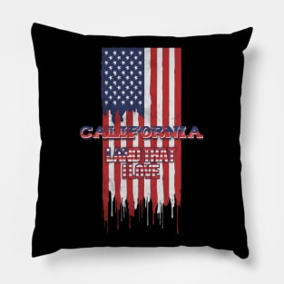 State of California Patriotic Distressed Design of American Flag With Typography - Land That I Love Pillow