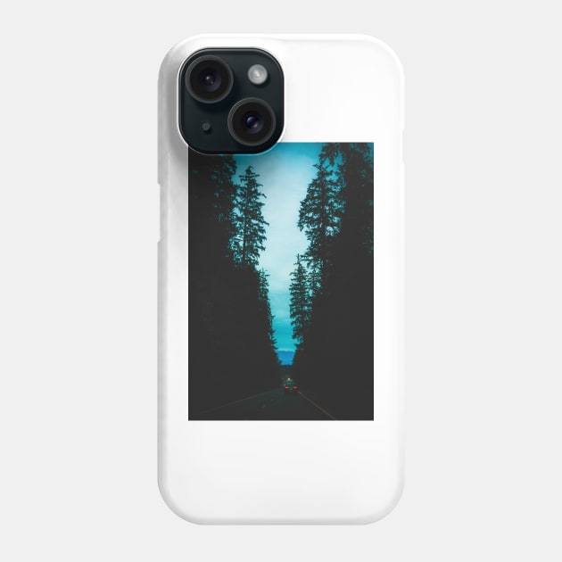 Moody Blue Hour Forest Drive Phone Case by Robtography