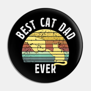 Best Cat Dad Ever Fathers Day Retro Sun Cats Lovers Pin