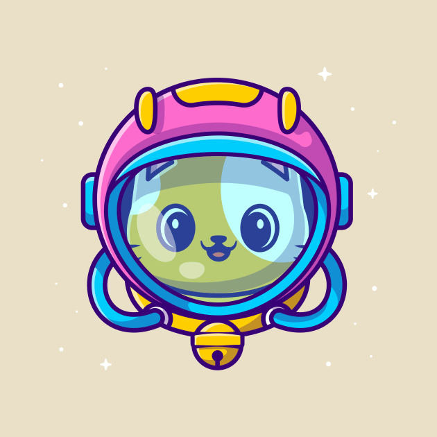 Cute Astronaut Cat Wearing Helmet Cartoon by Catalyst Labs