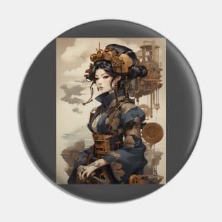 Ukiyo e style steampunk girl Pin