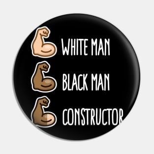 White man black man constructor biceps funny builder workout (light design) Pin