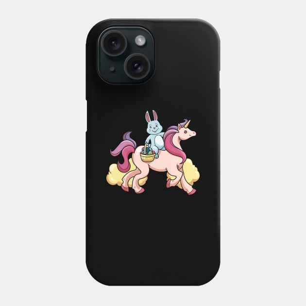 Cute Easter bunny riding unicorn Phone Case by Modern Medieval Design