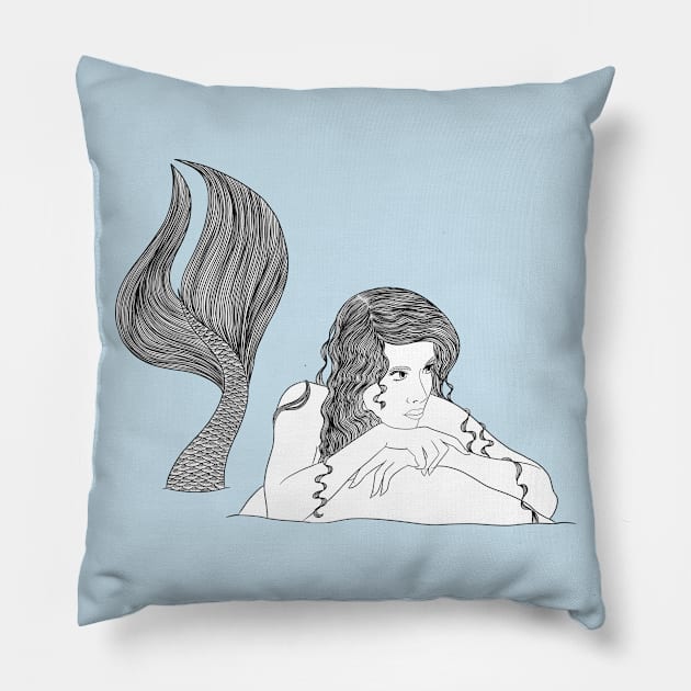 Mermaid on rock Pillow by Fairchild Faire