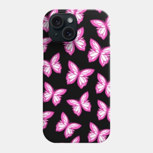 Pink Butterfly Pattern Black Background Phone Case