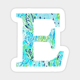 The Letter E Aqua Multicolor Design Magnet