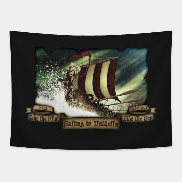 Sailing to Valhalla Tapestry by Emporion