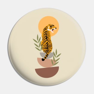 Tiger and sun - boho art Pin