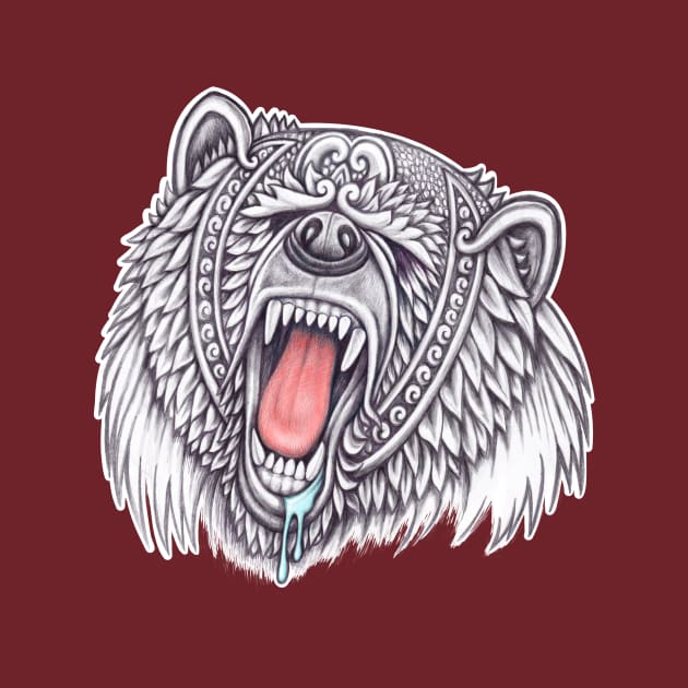 Grizzly bear face with ornament decoration by tsign703