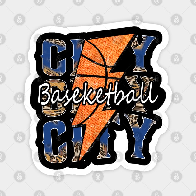 Graphic Basketball City Proud Name Vintage Magnet by Irwin Bradtke