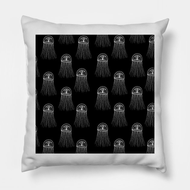 jellyfish aloha print pattern hawaii black and white Pillow by maplunk