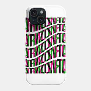 Horizontal Waves Typography (Magenta Green Black) Phone Case