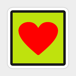 Red heart on lime green Magnet