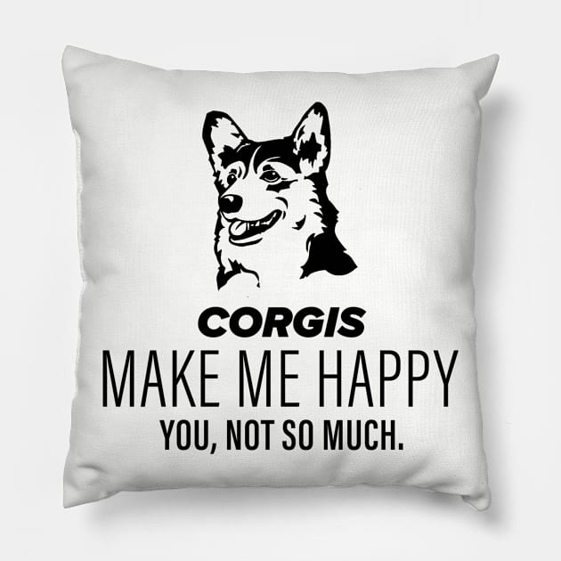 Corgis Make Me Happy Pillow by slogantees