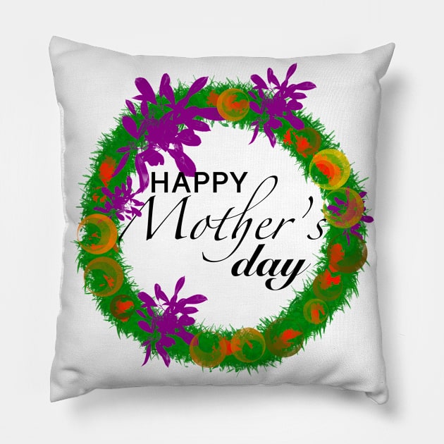 Happy Mother's Day with Garland Pillow by byjasonf