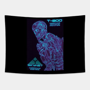 Terminator T-800 skynet 80s neon Slim Tapestry