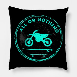 Motorcycle Surf Skate All Or Nothing (Blue) Pillow