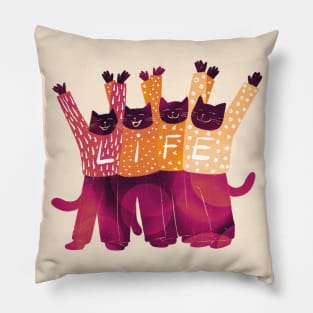 The four positive black cats celebrate LIFE Pillow